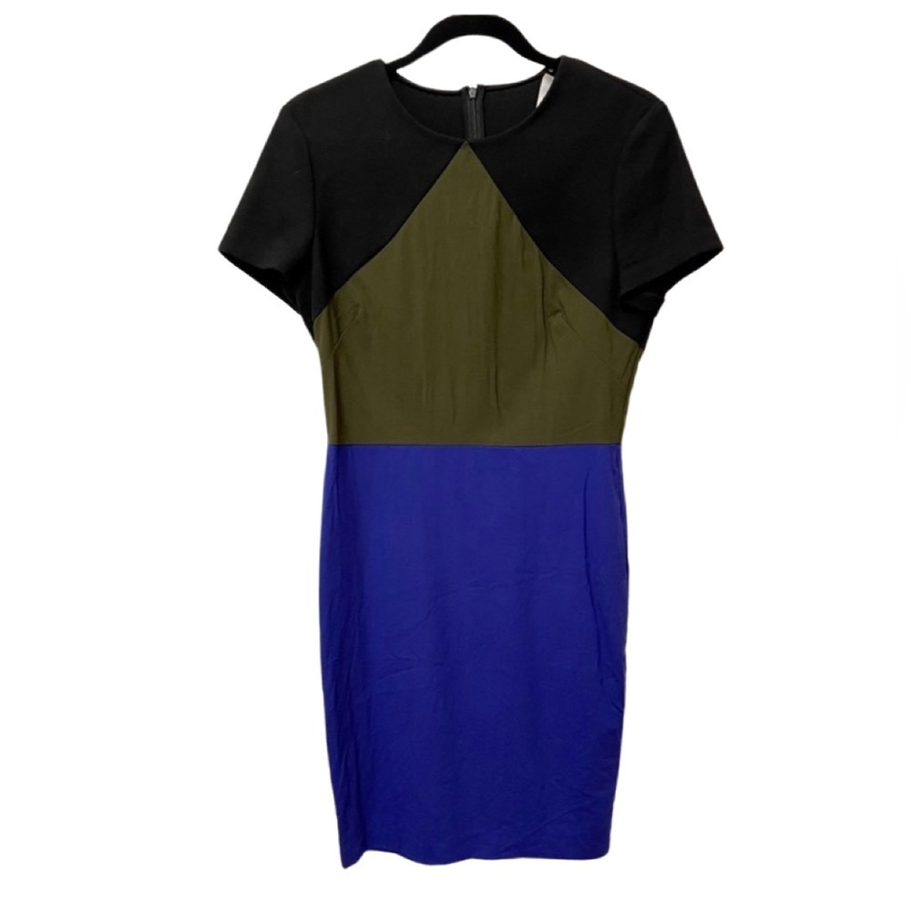 Diane Von Furstenberg Black, Olive, and Blue Midi Dress